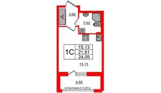 Квартира в ЖК «Титул в Московском», студия, 21.81 м², 2 этаж