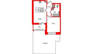 Квартира в ЖК Титул в Московском, 1 комнатная, 34.52 м², 3 этаж