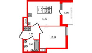 Квартира в ЖК Титул в Московском, 1 комнатная, 33.31 м², 9 этаж