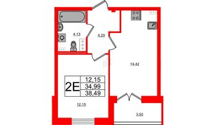 Квартира в ЖК Ново-Антропшино, 1 комнатная, 36.74 м², 7 этаж