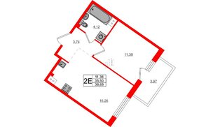 Квартира в ЖК Счастье 2.0, 1 комнатная, 36.69 м², 4 этаж