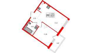 Квартира в ЖК Счастье 2.0, 1 комнатная, 37.57 м², 4 этаж