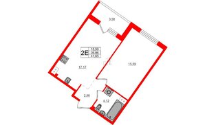 Квартира в ЖК Счастье 2.0, 1 комнатная, 41.65 м², 5 этаж