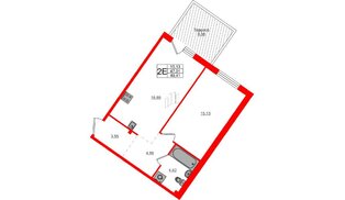 Квартира в ЖК Счастье 2.0, 1 комнатная, 49.41 м², 1 этаж
