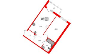 Квартира в ЖК Счастье 2.0, 1 комнатная, 48.43 м², 3 этаж