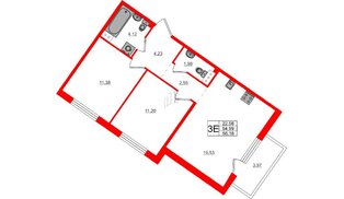 Квартира в ЖК Счастье 2.0, 2 комнатная, 56.18 м², 4 этаж