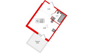 Квартира в ЖК Счастье 2.0, студия, 30.87 м², 1 этаж