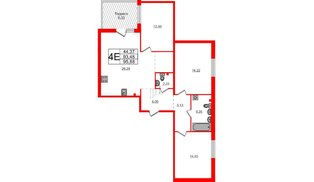 Квартира в ЖК «Счастье 2.0», 3 комнатная, 95.88 м², 1 этаж