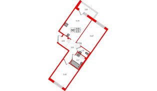 Квартира в ЖК «Счастье 2.0», 2 комнатная, 54.59 м², 4 этаж
