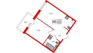 Квартира в ЖК Счастье 2.0, 1 комнатная, 37.64 м², 5 этаж
