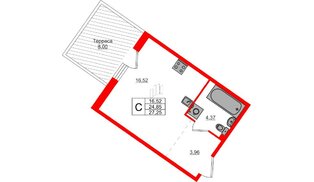 Квартира в ЖК Счастье 2.0, студия, 27.25 м², 1 этаж