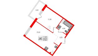 Квартира в ЖК Счастье 2.0, 1 комнатная, 37.73 м², 4 этаж
