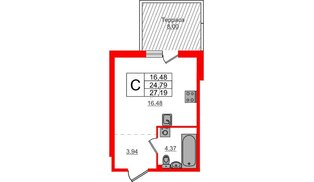 Квартира в ЖК Счастье 2.0, студия, 27.19 м², 1 этаж