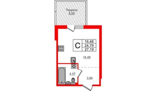 Квартира в ЖК Счастье 2.0, студия, 27.19 м², 1 этаж