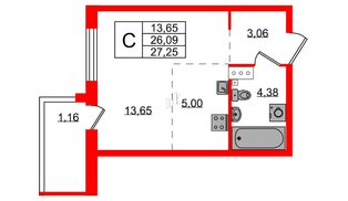 Квартира в ЖК Лисино, студия, 27.25 м², 2 этаж