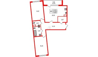 Квартира в ЖК Регенбоген, 2 комнатная, 83.85 м², 4 этаж