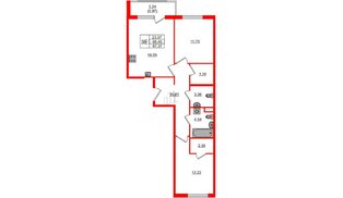 Квартира в ЖК Регенбоген, 2 комнатная, 67.37 м², 5 этаж