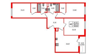 Квартира в ЖК Регенбоген, 3 комнатная, 86.06 м², 8 этаж