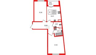 Квартира в ЖК Регенбоген, 2 комнатная, 63.74 м², 6 этаж