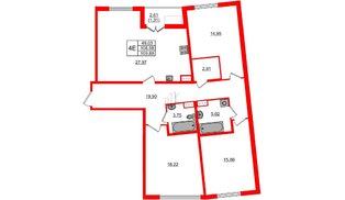 Квартира в ЖК Регенбоген, 3 комнатная, 109.89 м², 8 этаж