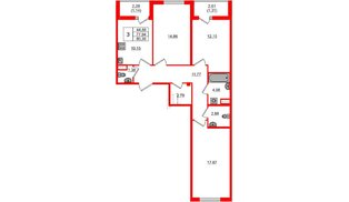 Квартира в ЖК Регенбоген, 3 комнатная, 80.39 м², 2 этаж