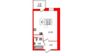 Квартира в ЖК «Аквилон Сторис», студия, 29.6 м², 2 этаж