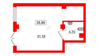 Помещение в ЖК ID Мурино 2, 35.89 м², 1 этаж