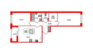 Квартира в ЖК Квартал Б15, 2 комнатная, 67.19 м², 11 этаж