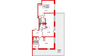 Квартира в ЖК БелАРТ, 2 комнатная, 98.86 м², 16 этаж