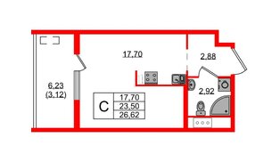 Квартира в ЖК «Новгородская, 8», студия, 26.62 м², 8 этаж