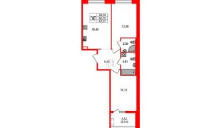 Квартира в ЖК «Н8», 2 комнатная, 63.01 м², 2 этаж