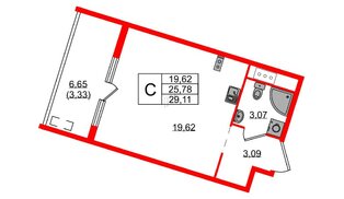 Квартира в ЖК «Новгородская, 8», студия, 29.11 м², 9 этаж