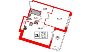 Квартира в ЖК «Новгородская, 8», 1 комнатная, 36.98 м², 8 этаж