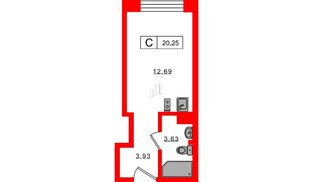 Апартаменты в ЖК 17/33 Петровский Остров, студия, 20.25 м², 4 этаж