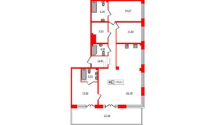 Апартаменты в ЖК 17/33 Петровский Остров, 3 комнатные, 170.21 м², 7 этаж