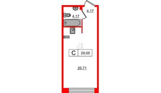 Апартаменты в ЖК 17/33 Петровский Остров, студия, 29.05 м², 6 этаж