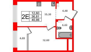Апартаменты в ЖК 17/33 Петровский Остров, 1 комнатные, 41.72 м², 5 этаж