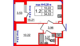 Квартира в ЖК «Дворцовый фасад», 1 комнатная, 32.76 м², 4 этаж