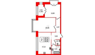 Квартира в ЖК «Наука», 2 комнатная, 69.6 м², 12 этаж