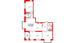 Квартира в ЖК Наука, 3 комнатная, 116.7 м², 6 этаж