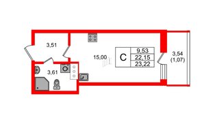 Квартира в ЖК Аквилон Янино, студия, 22.6 м², 9 этаж