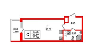 Квартира в ЖК Аквилон Янино, студия, 26.86 м², 10 этаж