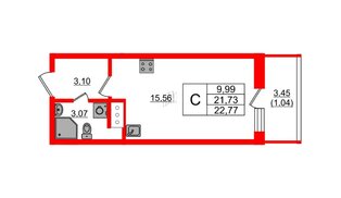 Квартира в ЖК Аквилон Янино, студия, 22.77 м², 6 этаж