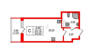 Квартира в ЖК Аквилон Янино, студия, 24.25 м², 8 этаж