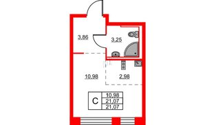 Квартира в ЖК Живи в Рыбацком, студия, 21.07 м², 12 этаж