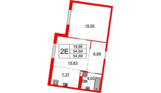 Квартира в ЖК Бакунина 33 ЖК, 1 комнатная, 54.69 м², 6 этаж