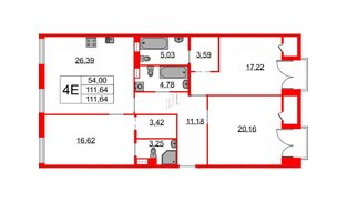 Квартира в ЖК Бакунина 33 ЖК, 3 комнатная, 111.64 м², 9 этаж