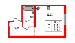Квартира в ЖК Образцовый квартал, студия, 31.81 м², 1 этаж
