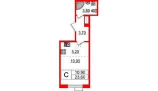 Квартира в ЖК Парусная 1, студия, 23.6 м², 6 этаж