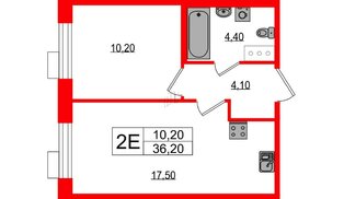 Квартира в ЖК «Парусная 1», 1 комнатная, 36.2 м², 5 этаж